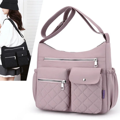 Quilted Shoulder Bag for Women – Multi-Pocket Crossbody Tote Purse