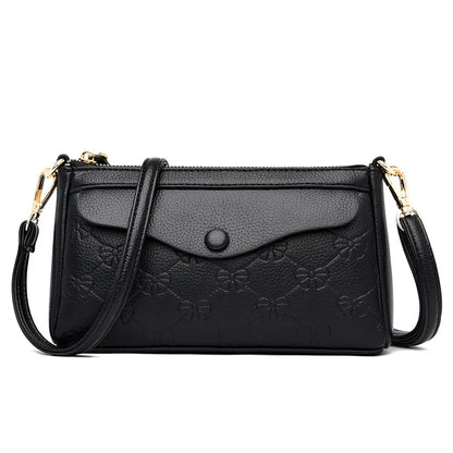 Button-Zippered Single-Shoulder Envelope Bag Large-Capacity Waterproof Soft Leather Women S