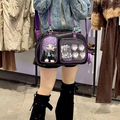 Y2K Ita Bag Large Capacity Transparent Window Crossbody Shoulder Bag