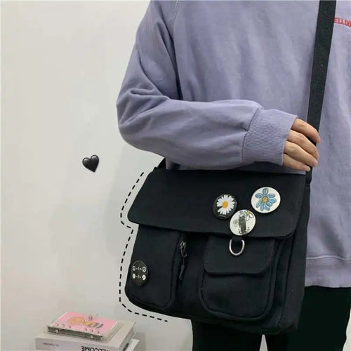 Canvas Crossbody Messenger Bag – Casual Shoulder Bag for Girls