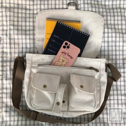 Simple Messenger Bag Women Postman Diagonal Crossbody Lady Student Canvas Schoolbag Version Ladies