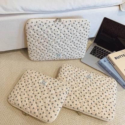 Casual Floral Pattern Quilted Argyle Laptop Bag Oxford Briefcase Soft Shockproof Multi-Size Zipper
