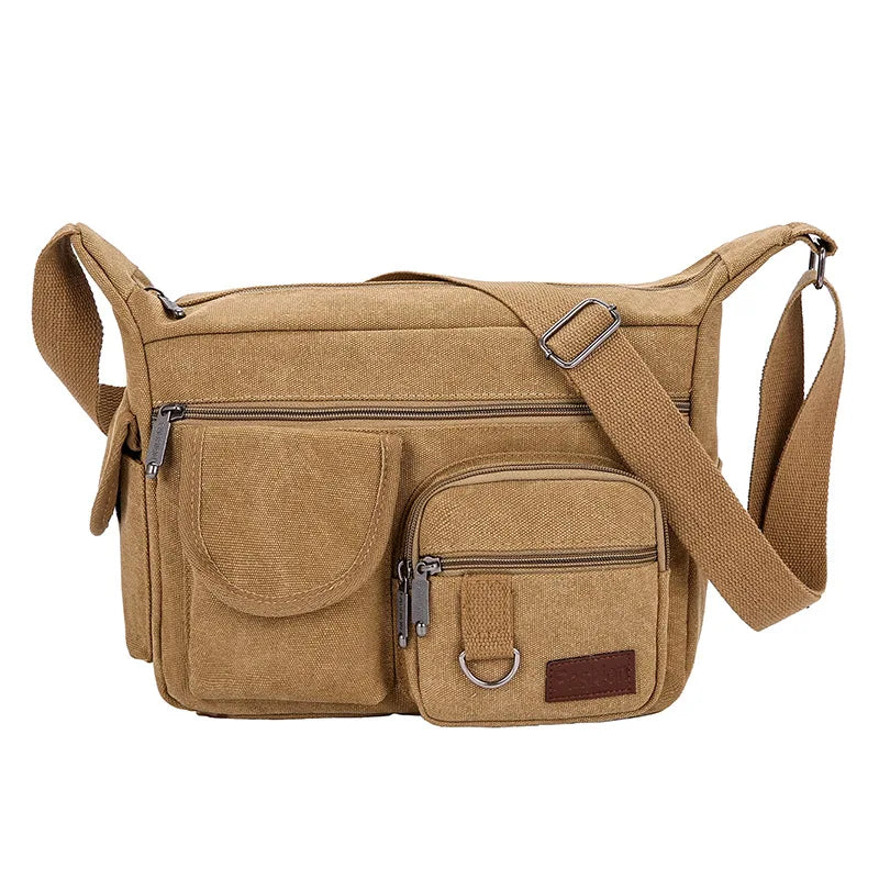 Men S Canvas Cross - Body Outdoor Travel Wear Resistant Tool Storage Large Capacity Site Work