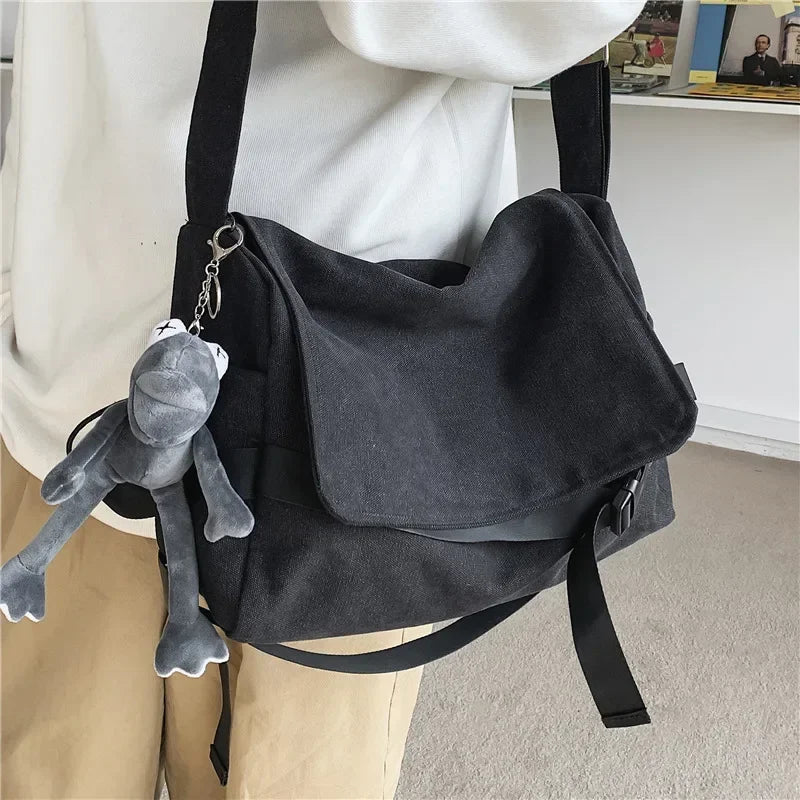 Canvas Crossbody Bag for Men – Large Capacity Messenger Shoulder Bag