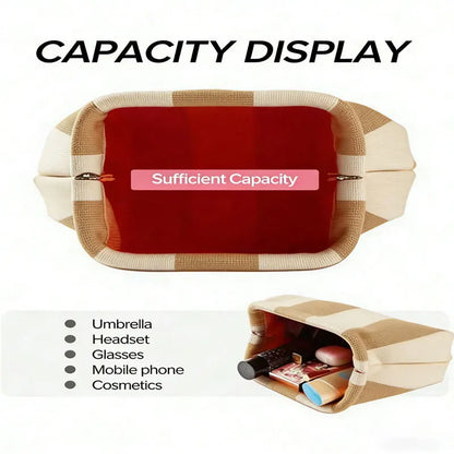 European American Trendy Hot-Selling Women S Striped Makeup Bag Knitted Bag Summer Beach Clutch Bag
