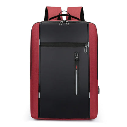 Color-Blocking Backpack Simple Usb Charging Business Computer Storage
