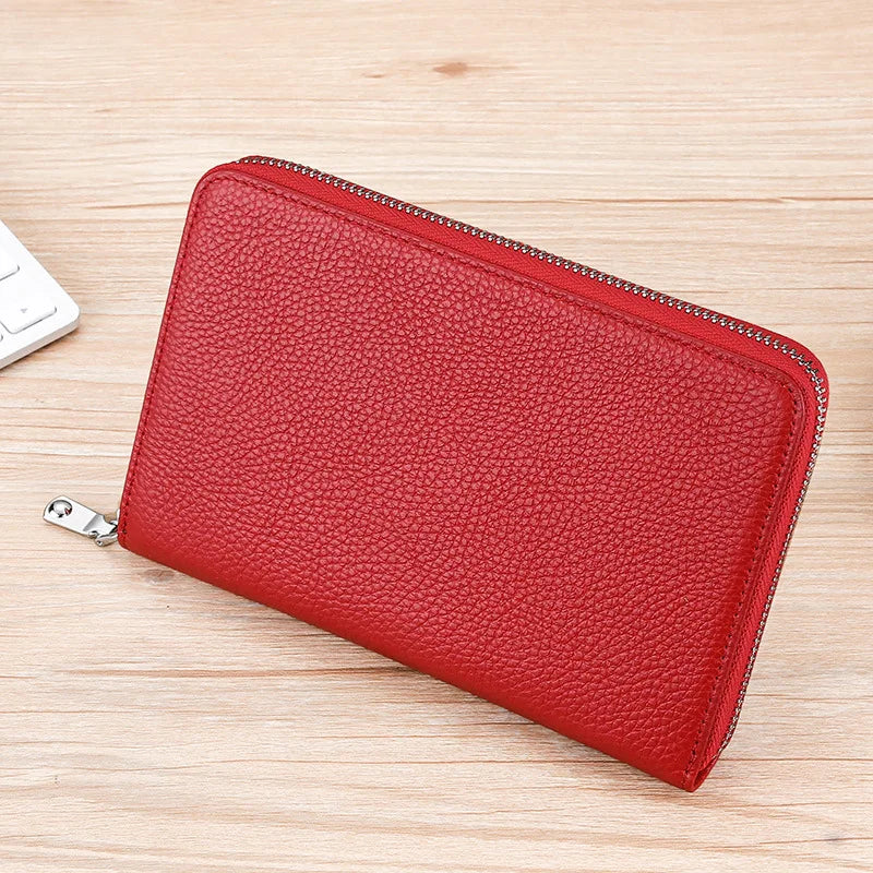 Genuine Leather Rfid Anti-Magnetic Card Case Cowhide Account Book Passbook Case Id Card Holder