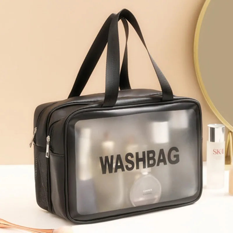 Homefish Large Capacity Transparent Dry Wet Separation Double-Layer Washbag Frosted Travel Portable