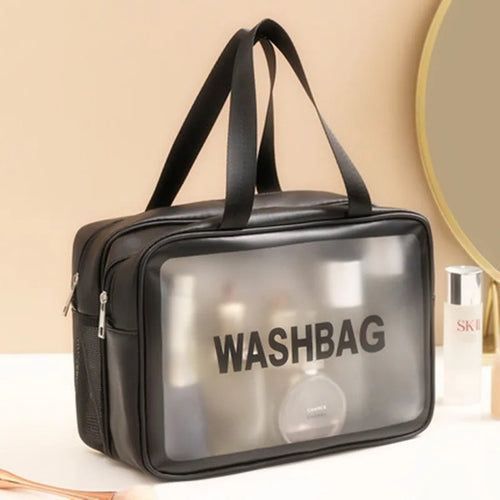 Homefish Large Capacity Transparent Dry Wet Separation Double-Layer Washbag Frosted Travel Portable