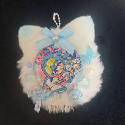 Plush Cat Ear Itabag Badge Stand – Handmade Anime Pin Holder