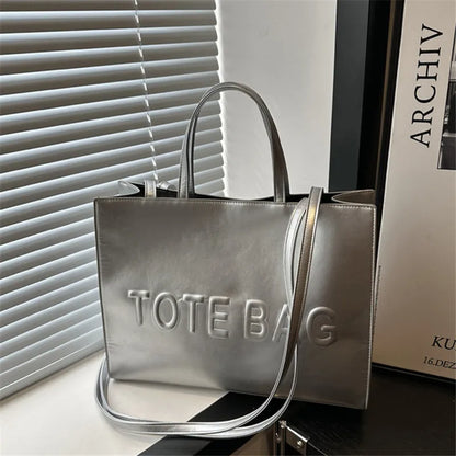 PU Leather Tote Bag – Vintage Embossed Shoulder & Crossbody Bag