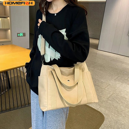 Homefish Large Capacity Nylon Crossbody Bag Casual Solid Color Messenger Shoulder Removable Strap