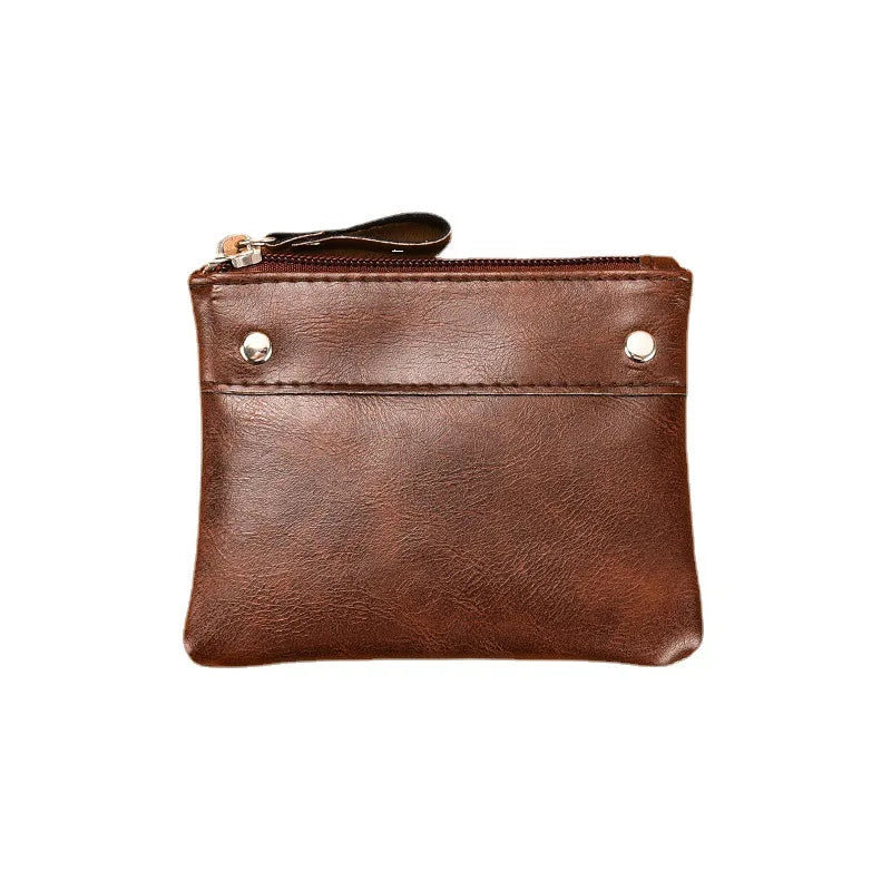 Change Purse Men Short Thin Solid Color Pu Mini Zipper Card Coin