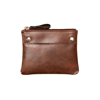Change Purse Men Short Thin Solid Color Pu Mini Zipper Card Coin