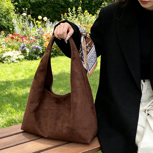 Suede Tote Bag for Women – Large Capacity Faux Suede Shoulder Handbag