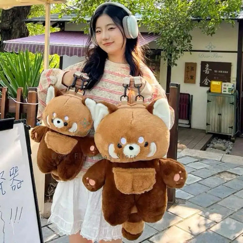 Cute Red Panda Plush Backpack – Kawaii Furry Crossbody Bag