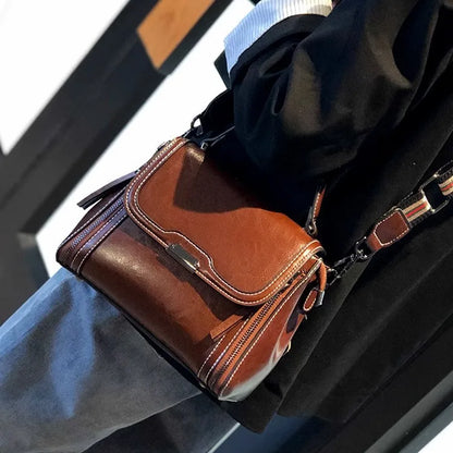 Real Leather Shoulder Bag Tide Clamshell Square Three-Dimensional Large Capacity Senior Women S