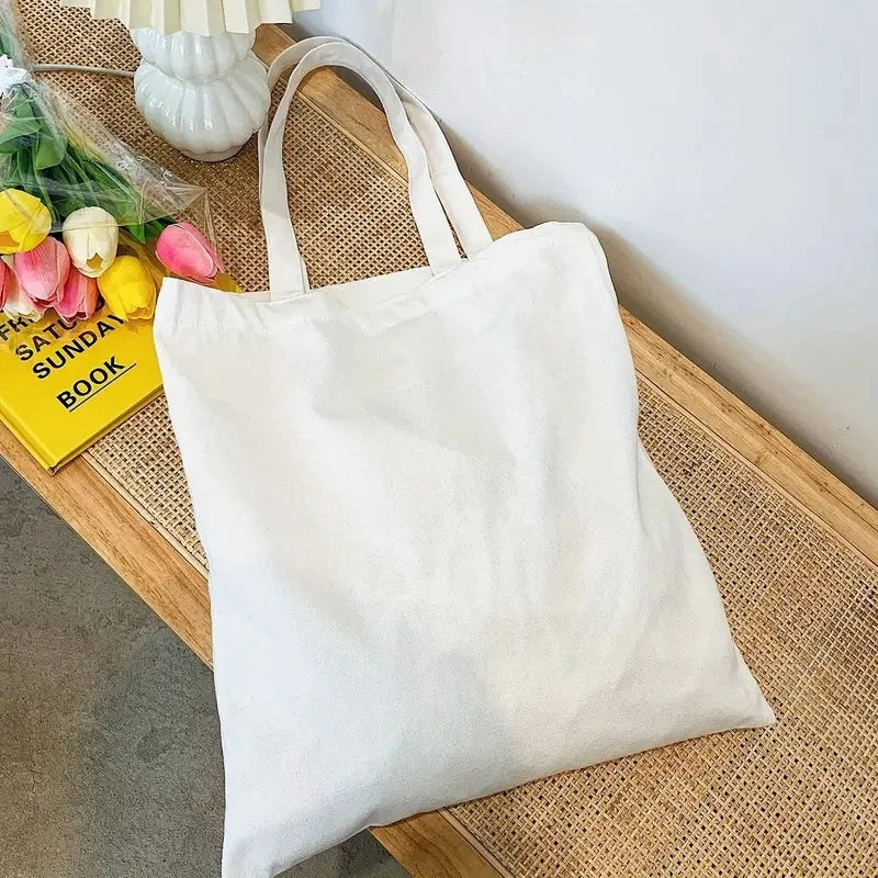Simple Casual Solid Color Shoulder Bag Canvas Material Large Capacity Women S Handheld Shopping
