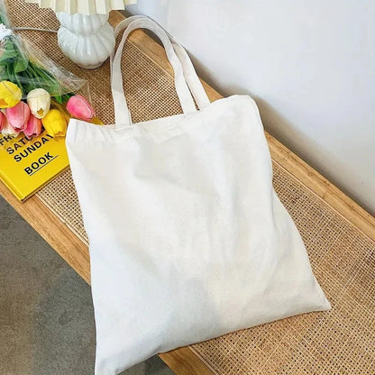 Simple Casual Solid Color Shoulder Bag Canvas Material Large Capacity Women S Handheld Shopping