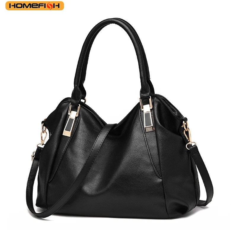 Homefish Casual Women Shoulder Bag Solid Color Soft Large Capacity Crossbody Handbag - Soft