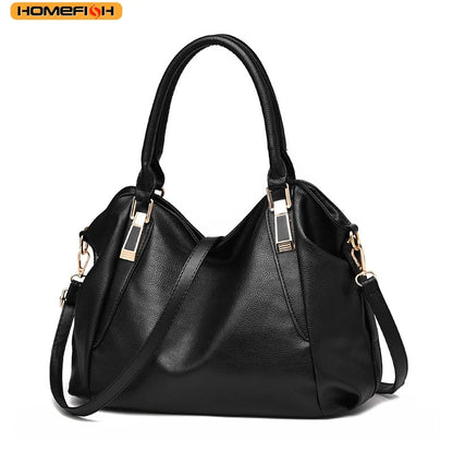 Homefish Casual Women Shoulder Bag Solid Color Soft Large Capacity Crossbody Handbag - Soft