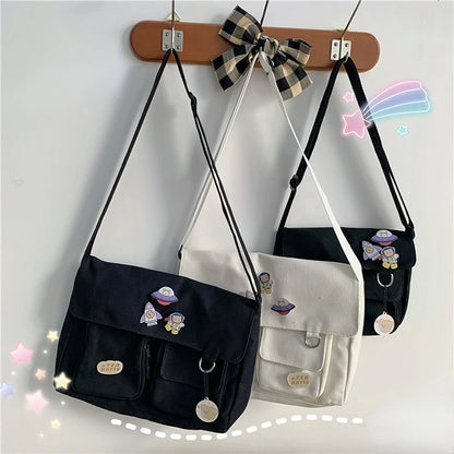 Canvas Crossbody Messenger Bag – Casual Shoulder Bag for Girls