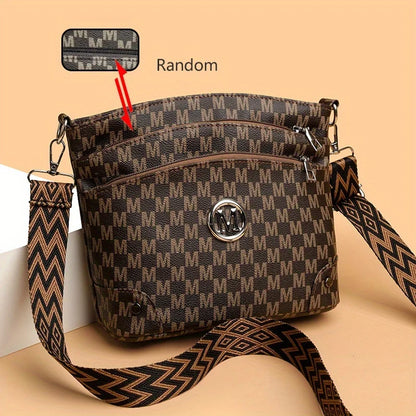 Monogram Crossbody Bag for Women – Multi-Pocket Shoulder Bag