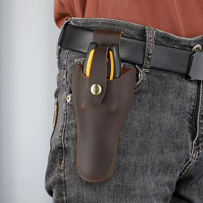 Protective Leather Case Top Layer Cowhide Garden Branch Shears Waist Bag