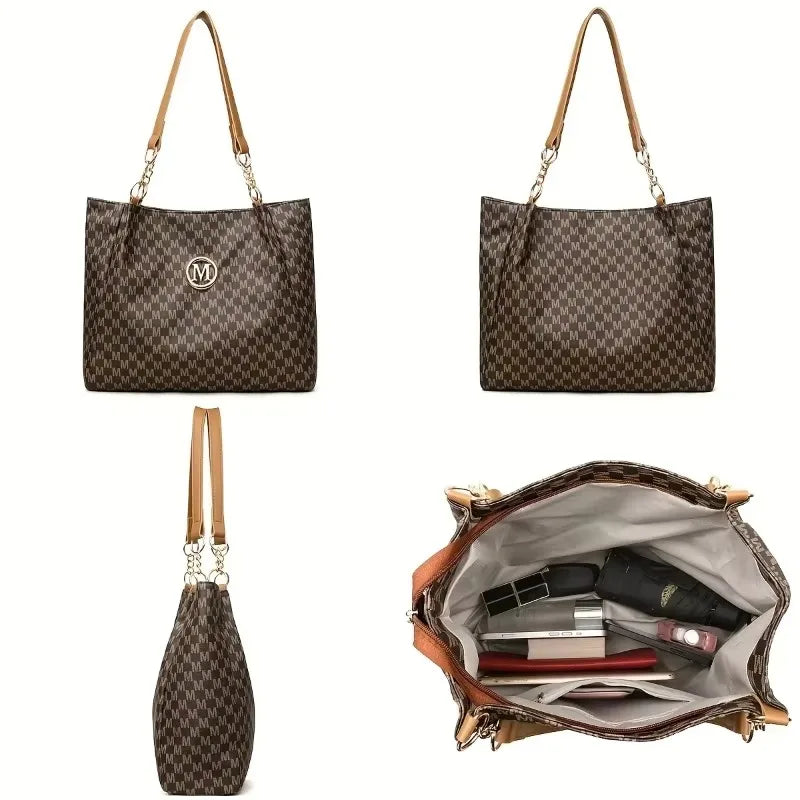 Monogram Tote Bag – Large Capacity Shoulder Bag for Women