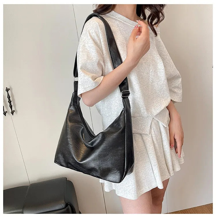 Homefish Leather Commuter Vintage Casual Tote Bag Maillard Stylish Crossbody Bags Women Texture