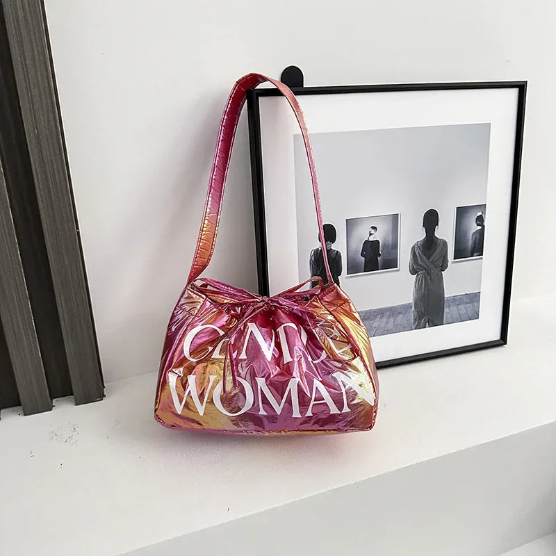 Stylish Dumpling Bag Small Letter Underarm Bag Super Light Shoulder Bag Colorful Upgraded Bubble