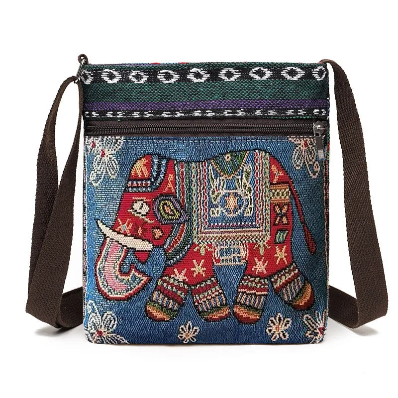 Lady Crossbody Shoulder Bag, Phone Purse Handbag, Ethnic Style Embroidered Messenger Bag, Retro Small Canvas Bag