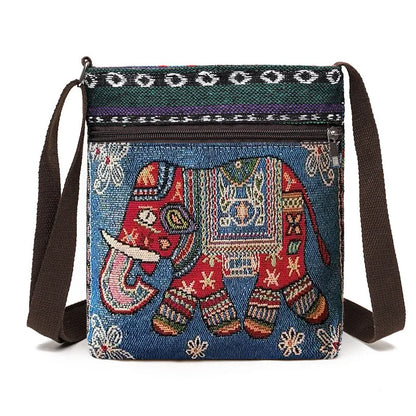 Lady Crossbody Shoulder Bag, Phone Purse Handbag, Ethnic Style Embroidered Messenger Bag, Retro Small Canvas Bag