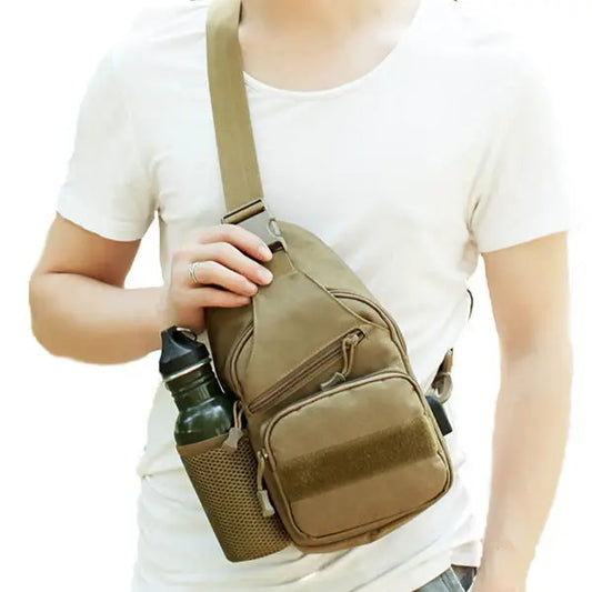 Outdoor Jungle Oxford Fabric Chest Bag Water Bottle Cover Men S Cycling Tactical Single-Shoulder Bag