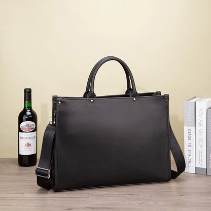 Men S Laptop Storage Pu Leather Business Commuting Horizontal Single-Shoulder Crossbody