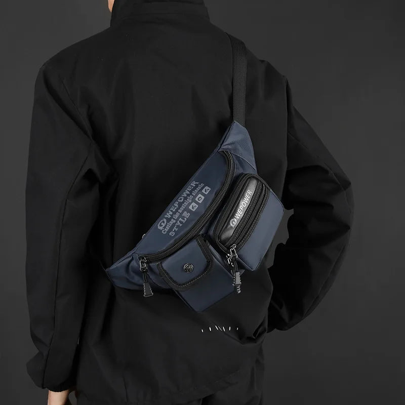Men Function Wind Waist Bag Simple Light Cross-Body Shoulder Multi-Layer Outdoor Storage Chest