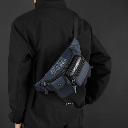 Men Function Wind Waist Bag Simple Light Cross-Body Shoulder Multi-Layer Outdoor Storage Chest