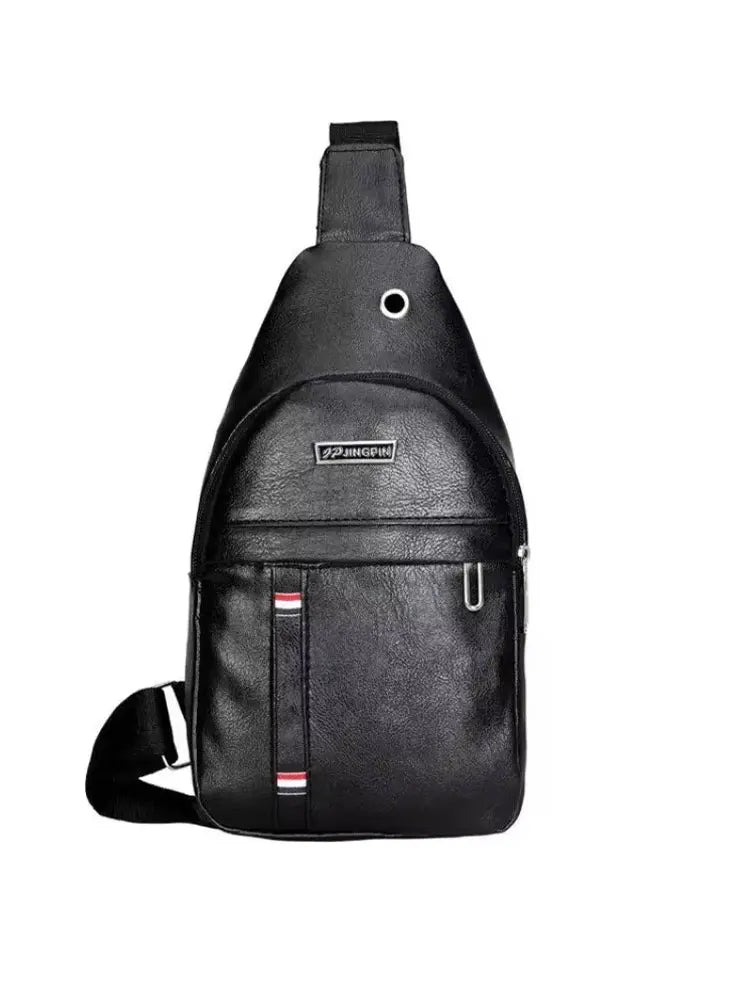 Men's PU Leather Sling Bag – Retro Crossbody Chest Bag