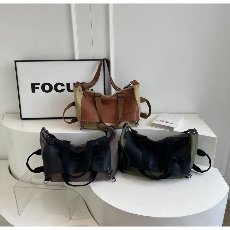Tote Bag Women Leisure Travel Sports Fitness Crossbody Large Capacity Portable Canvas