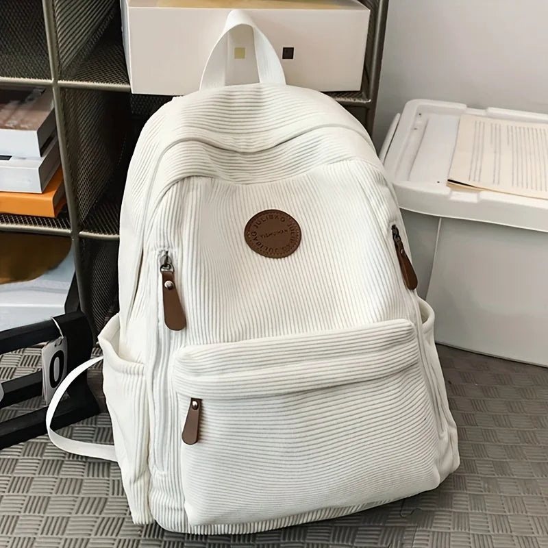 Women's Corduroy Backpack – Large Capacity Casual Daypack