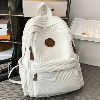 Women's Corduroy Backpack – Large Capacity Casual Daypack