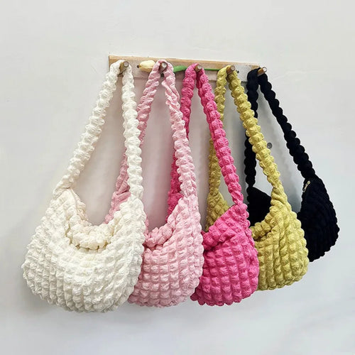 Bubble Quilted Handbag for Women – Lightweight Puffy Tote Bag