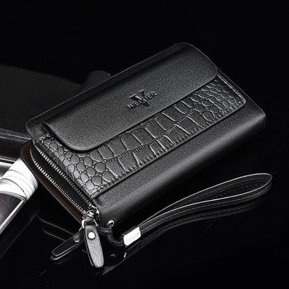Business Retro Men S Long Hand Large Capacity Mobile Phone Storage Wear-Resistant Multi-Clip Zipper