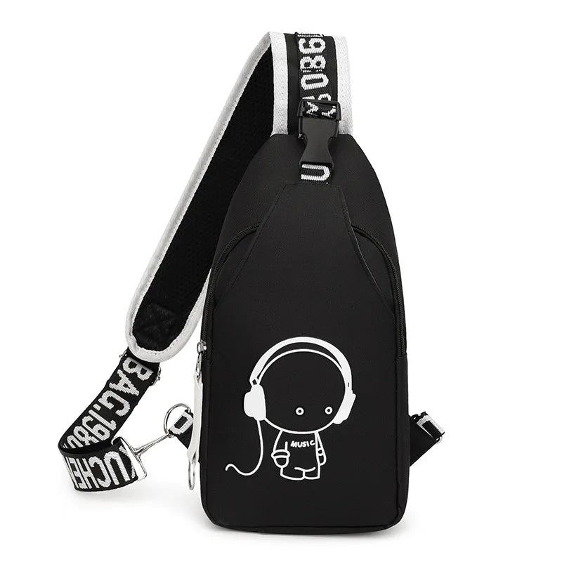 Single Night Glow Women Crossbody Bag Men Chest Bags Student Sports Running Fanny Pack