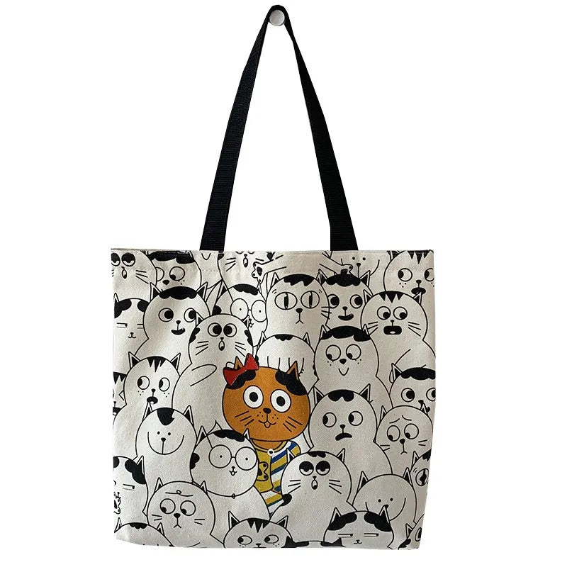 Cute Animal Print Canvas Tote Shoulder Bag