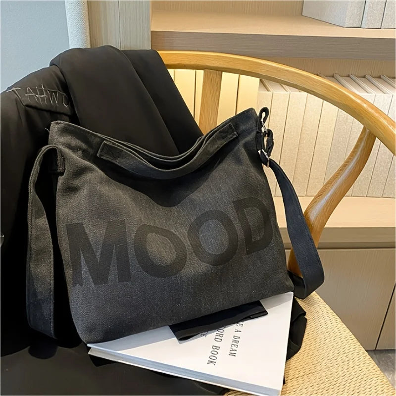 South Korean Student Capacity Letter Canvas Toth Bag Simple Versatile One-Shoulder Messenger