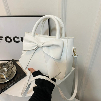 Elegant Bow Handbag Shoulder Crossbody Bag Golden Hardware Detachable Horizontal Strap Stylish Daily