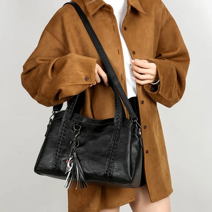 3-Layer Women's Crossbody Bag – PU Leather Shoulder Handbag