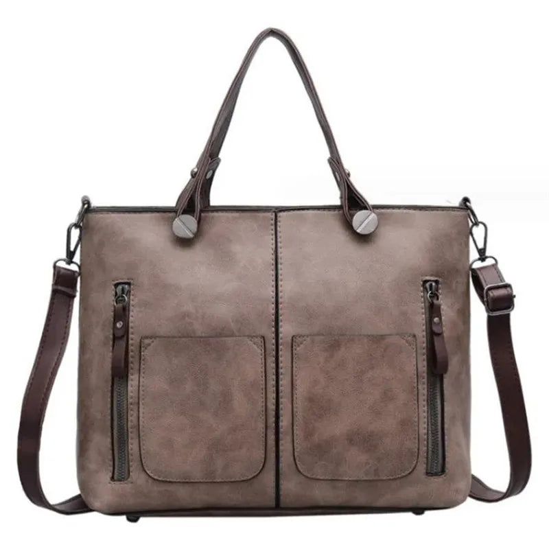 Large Capacity Tote Bag European American Retro Leather Women S Handbag