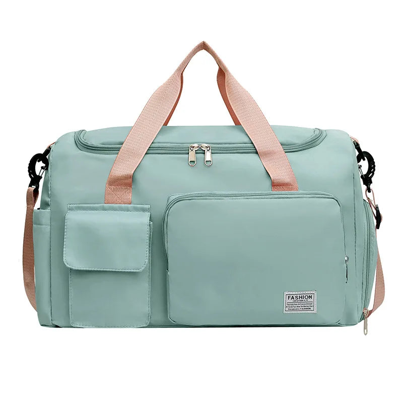 Women's Gym Bag with Shoe Compartment – Nylon Travel Duffel Bag